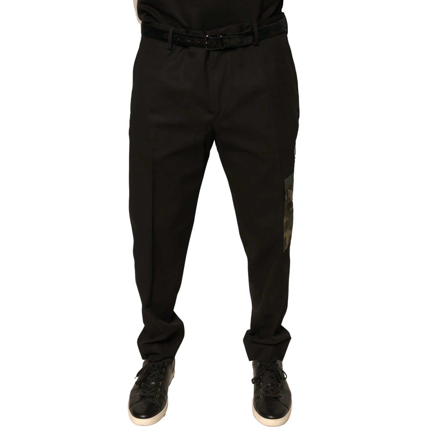 Black Cotton Men Cargo Casual Pants
