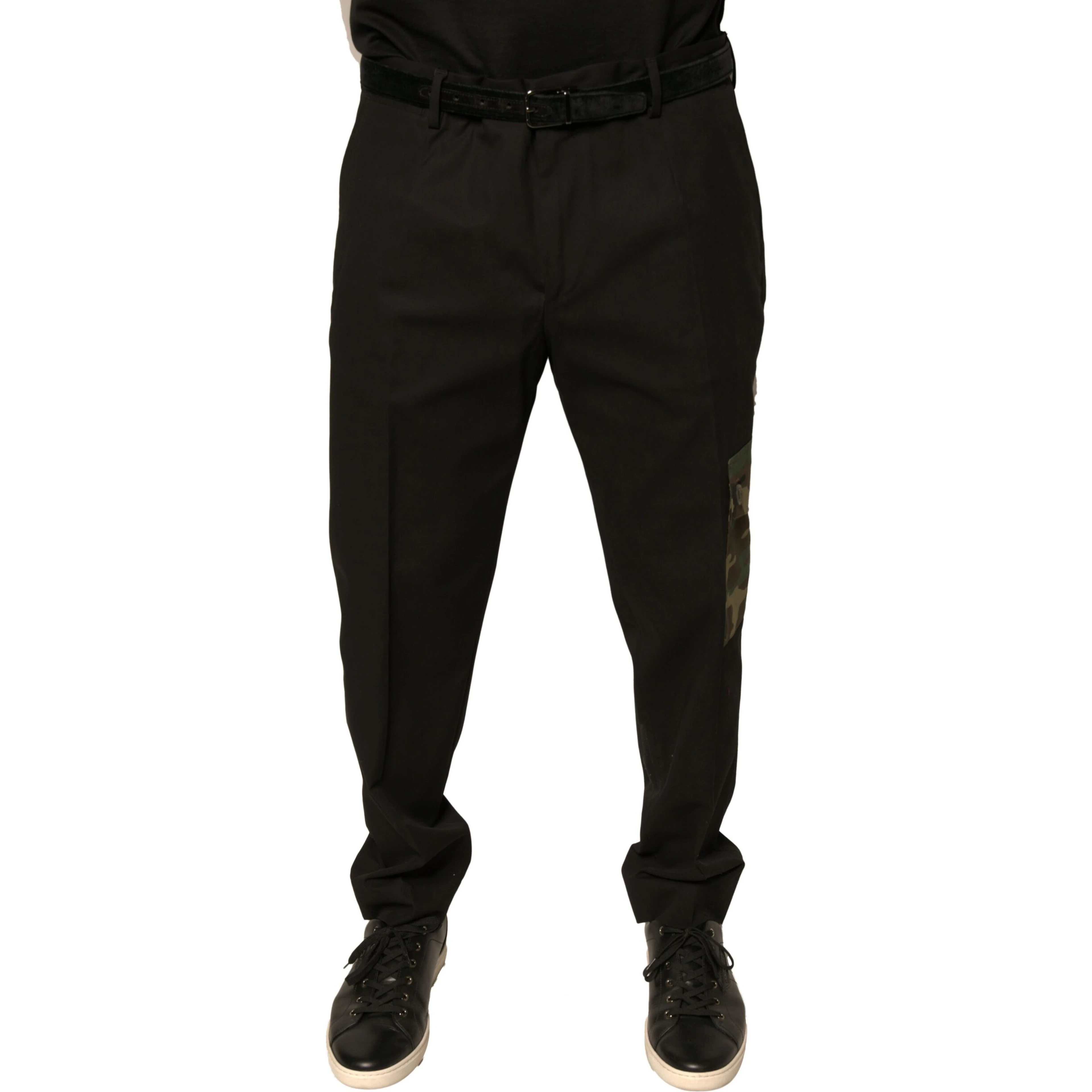 Black Cotton Men Cargo Casual Pants