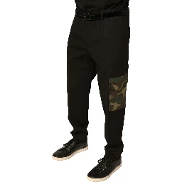 Black Cotton Men Cargo Casual Pants