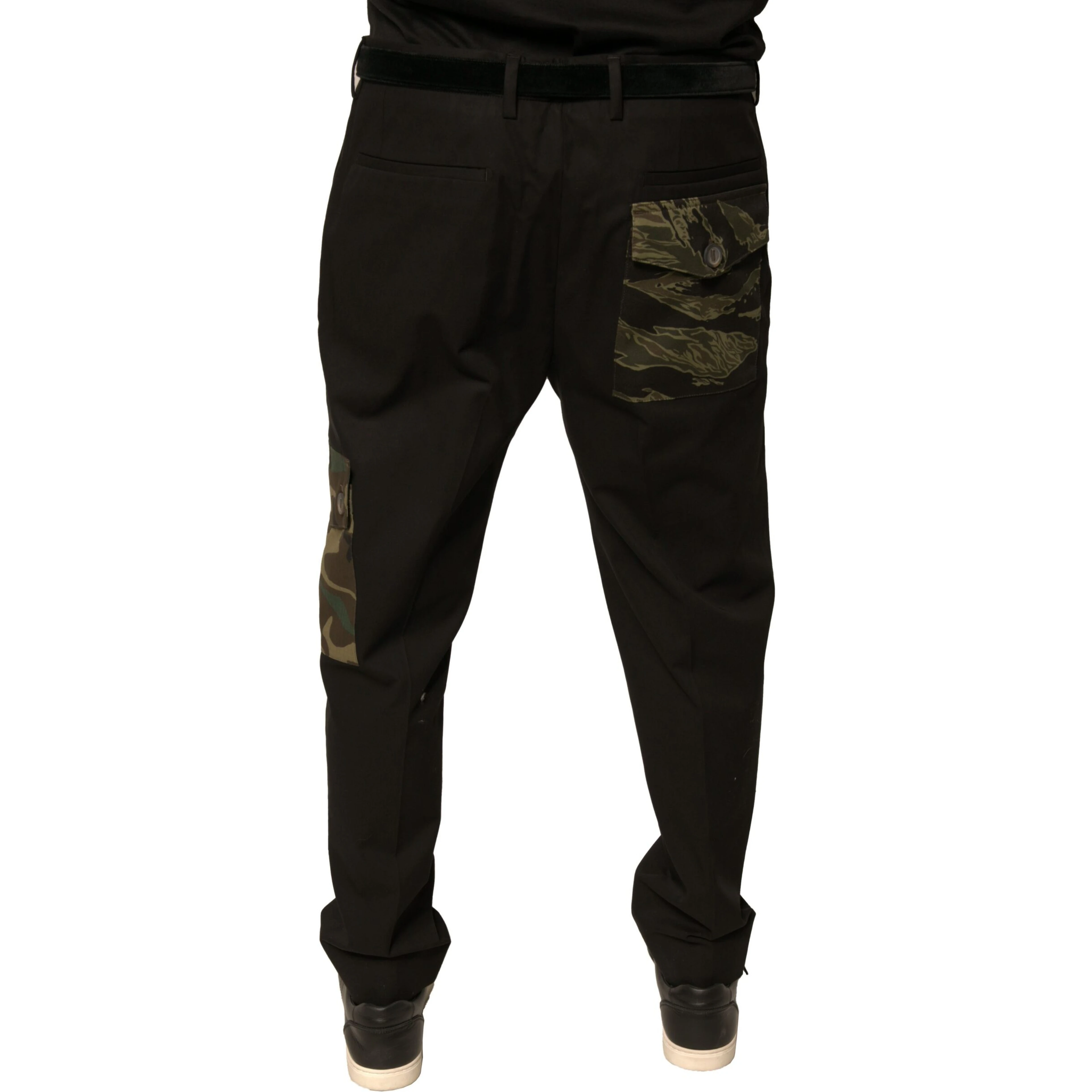 Black Cotton Men Cargo Casual Pants