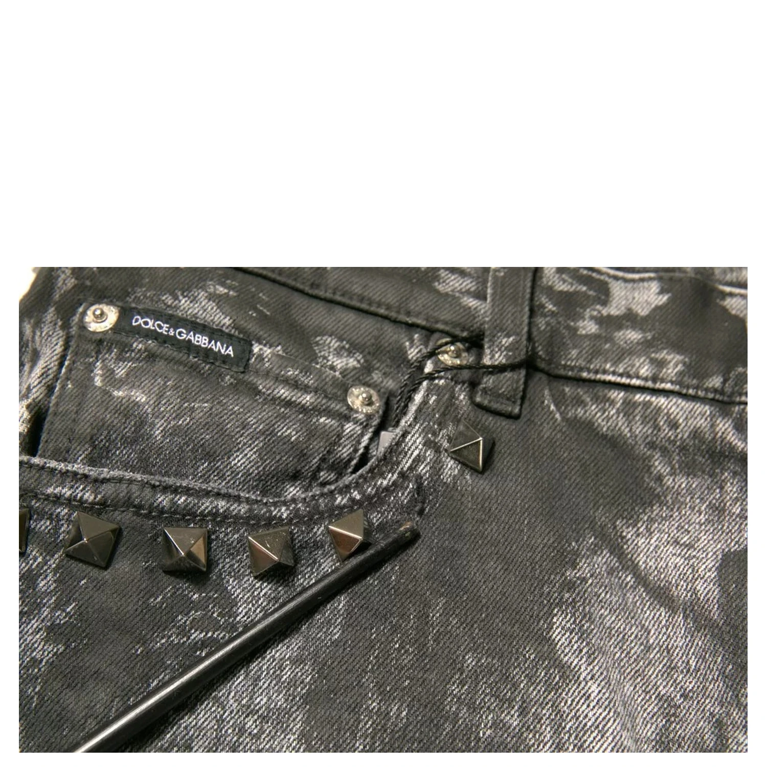 Gray Embellished Cotton Skinny Denim Jeans