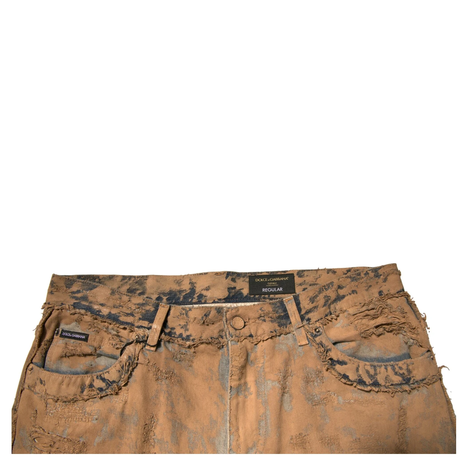 Brown Tattered Cotton Skinny Denim Jeans