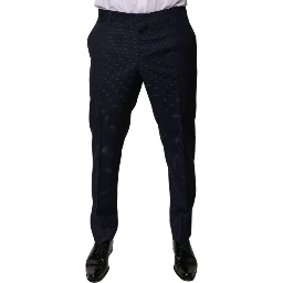 Dark Blue Cotton Men Dress Pants