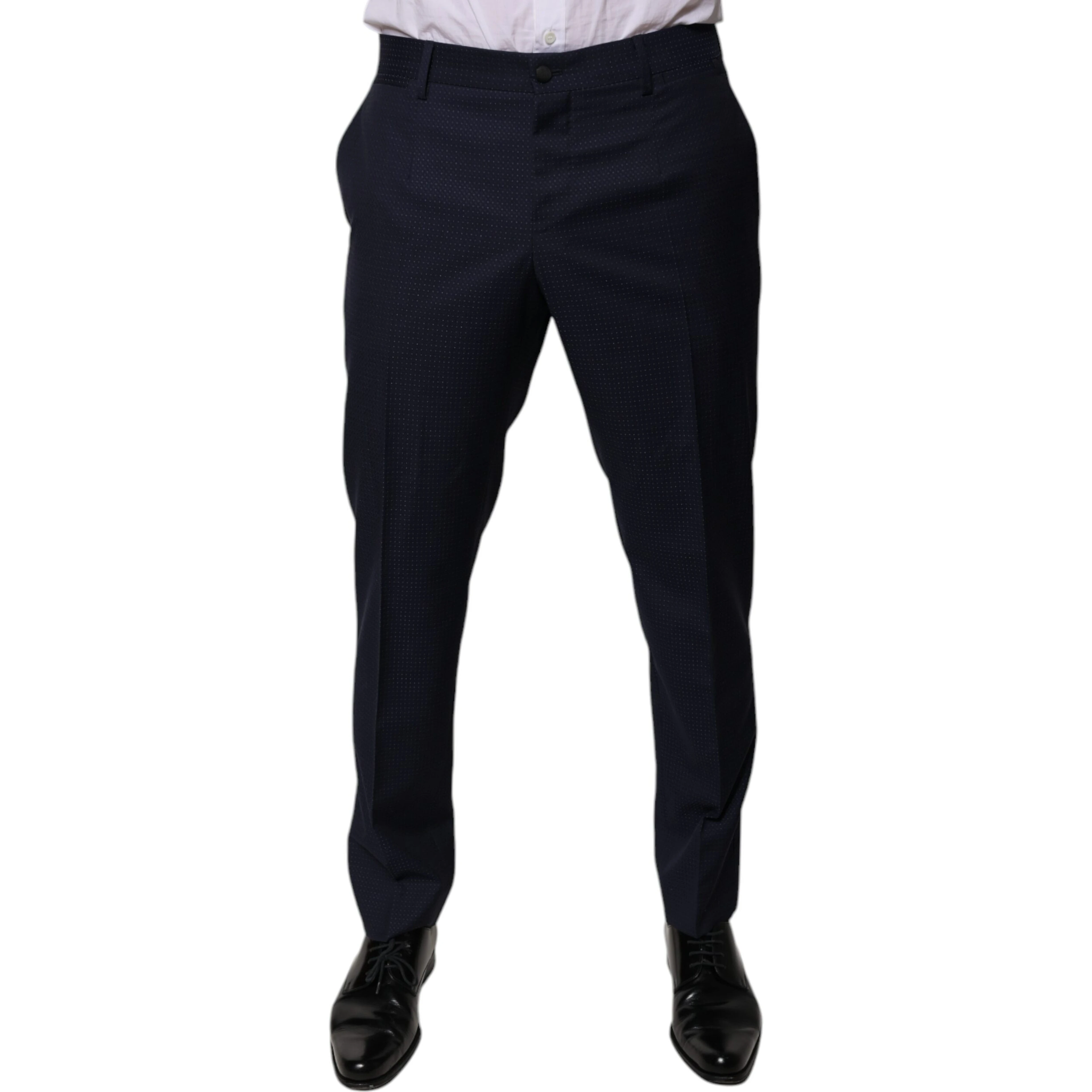 Dark Blue Cotton Men Dress Pants