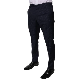 Dark Blue Cotton Men Dress Pants