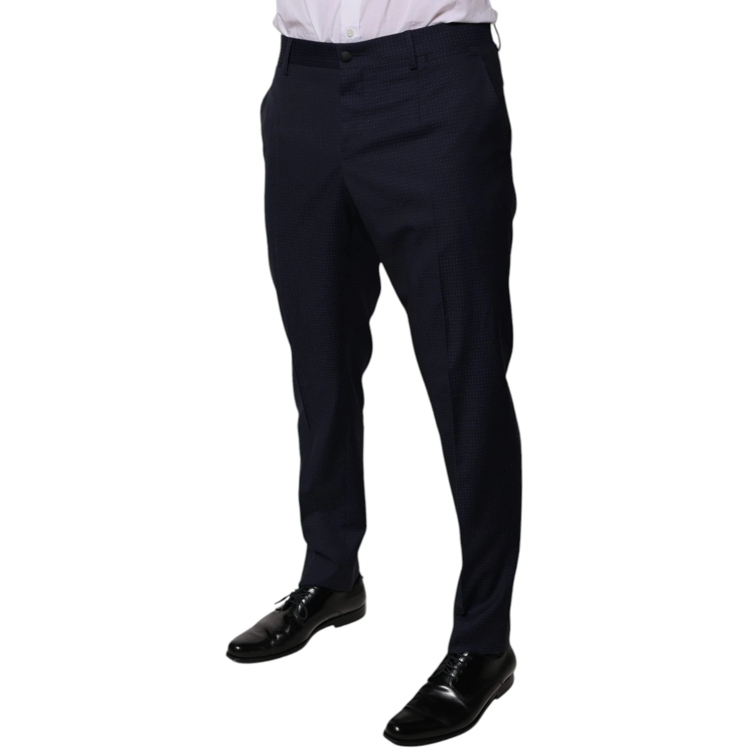 Dark Blue Cotton Men Dress Pants