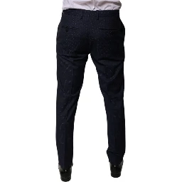 Dark Blue Cotton Men Dress Pants