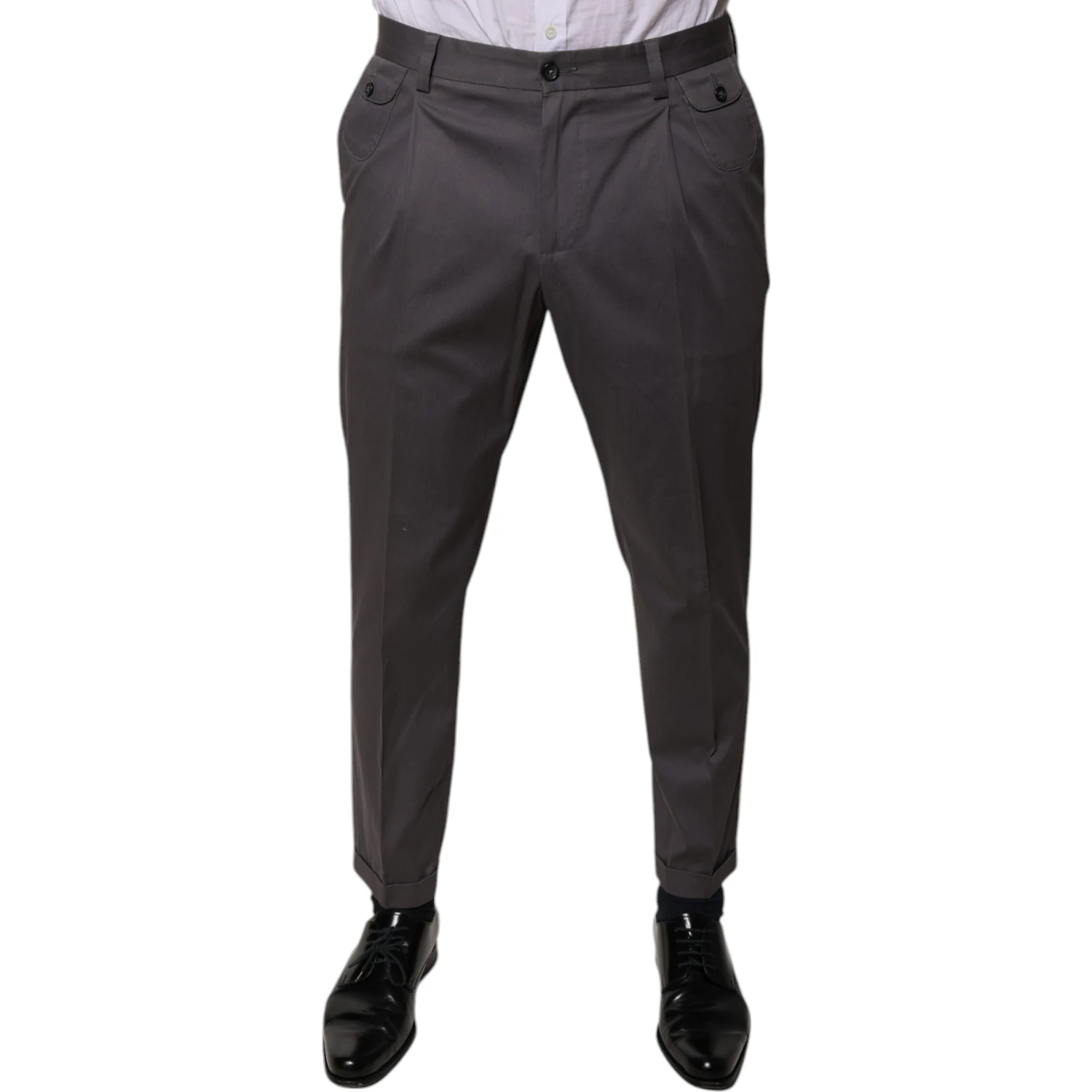 Dark Gray Mid Waist Dress Pants