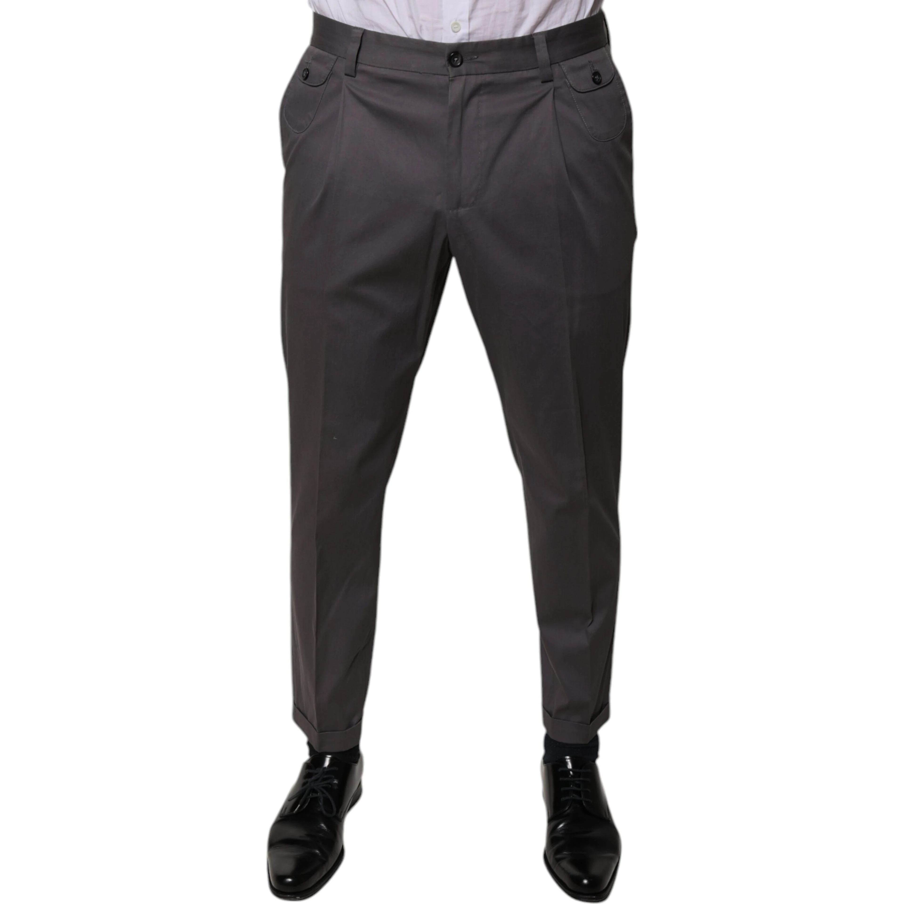 Dark Gray Mid Waist Dress Pants