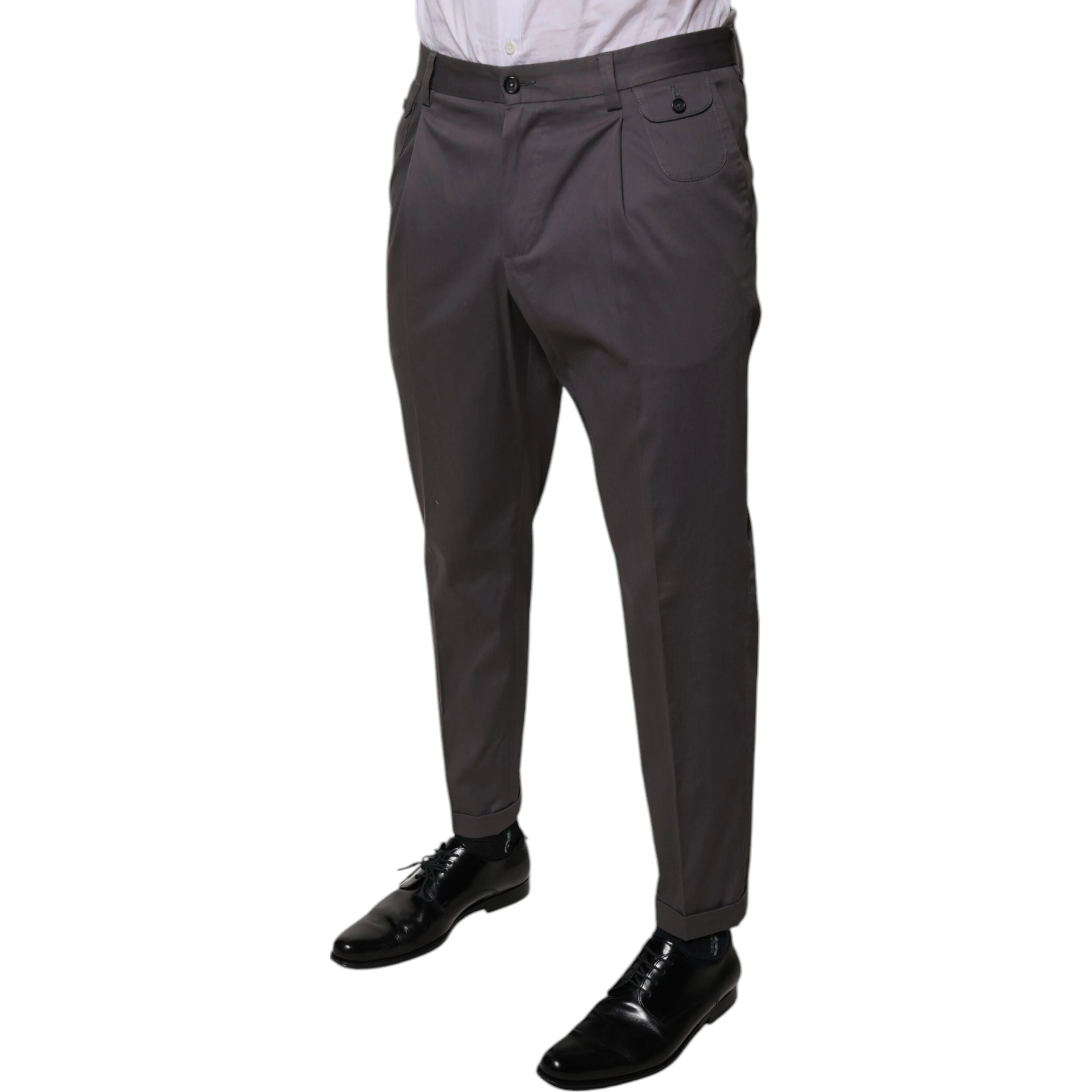 Dark Gray Mid Waist Dress Pants