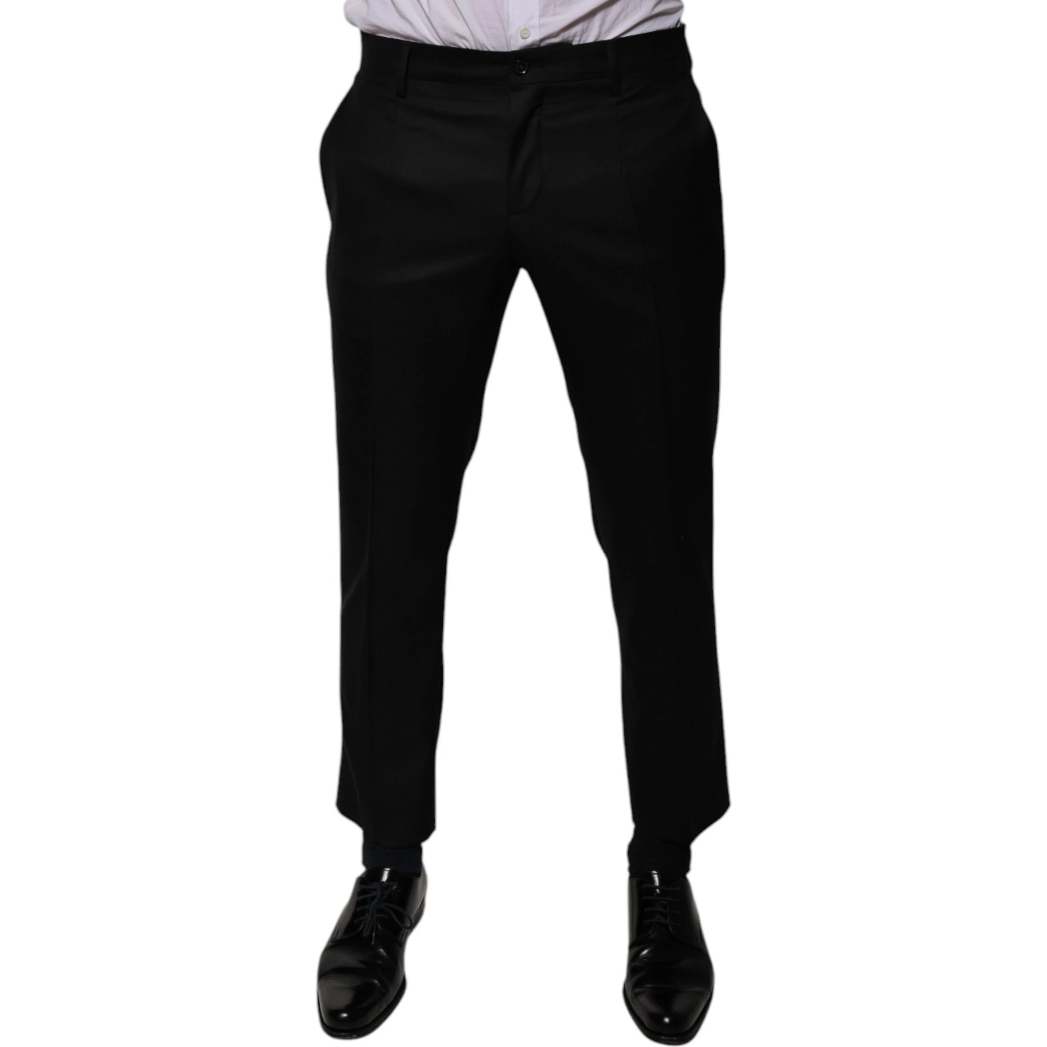 Black Wool Tapered Formal Dress Pants