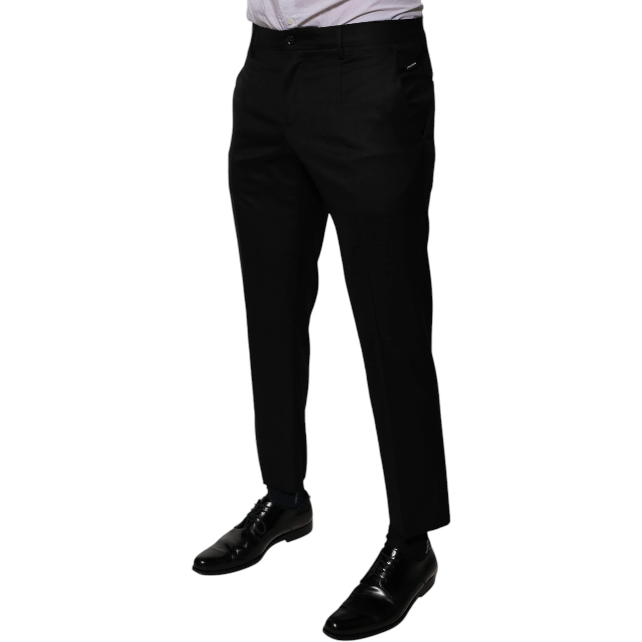 Black Wool Tapered Formal Dress Pants