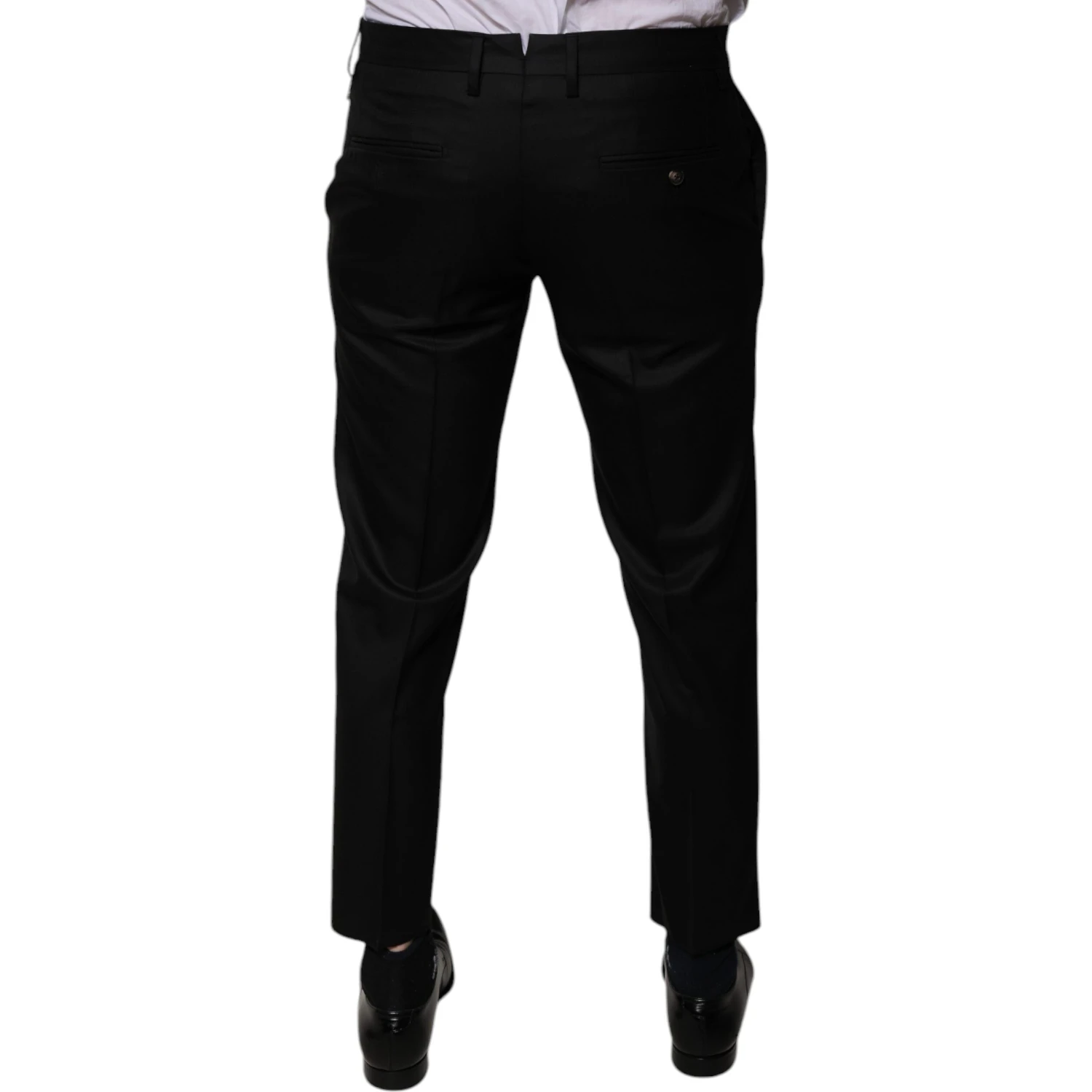 Black Wool Tapered Formal Dress Pants