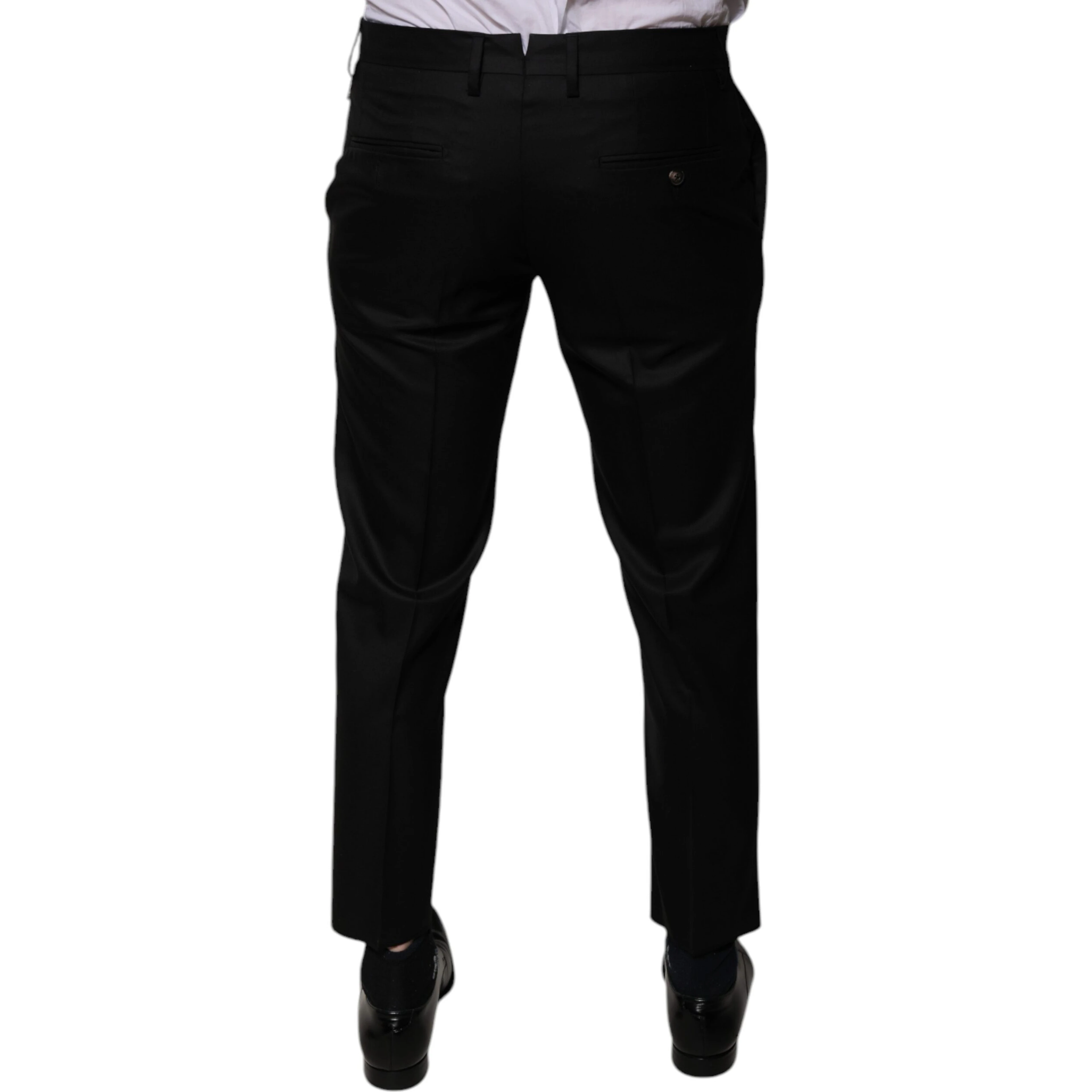 Black Wool Tapered Formal Dress Pants