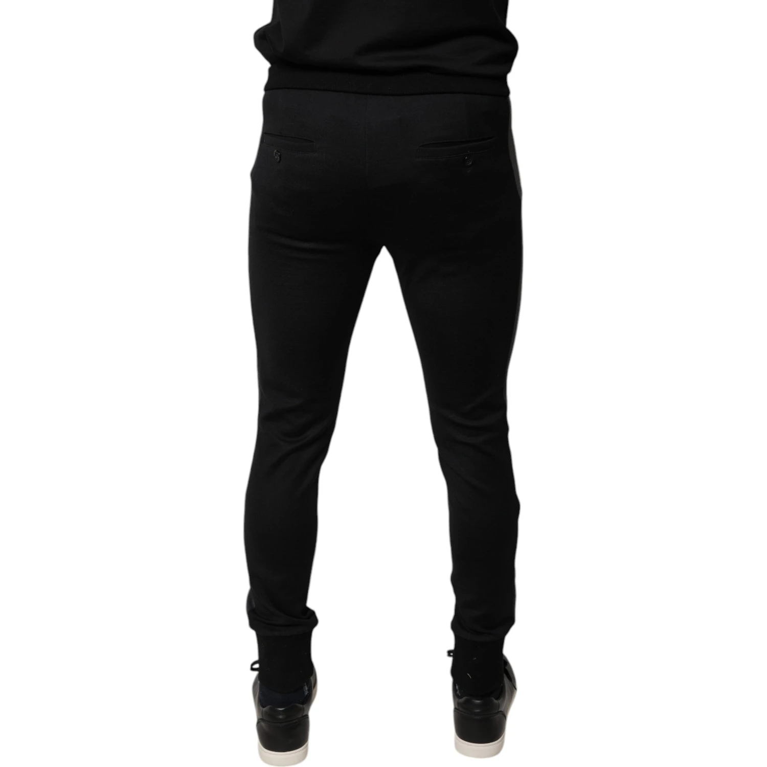 Black Horseshoe Embellished Wool Slim Fit Pants