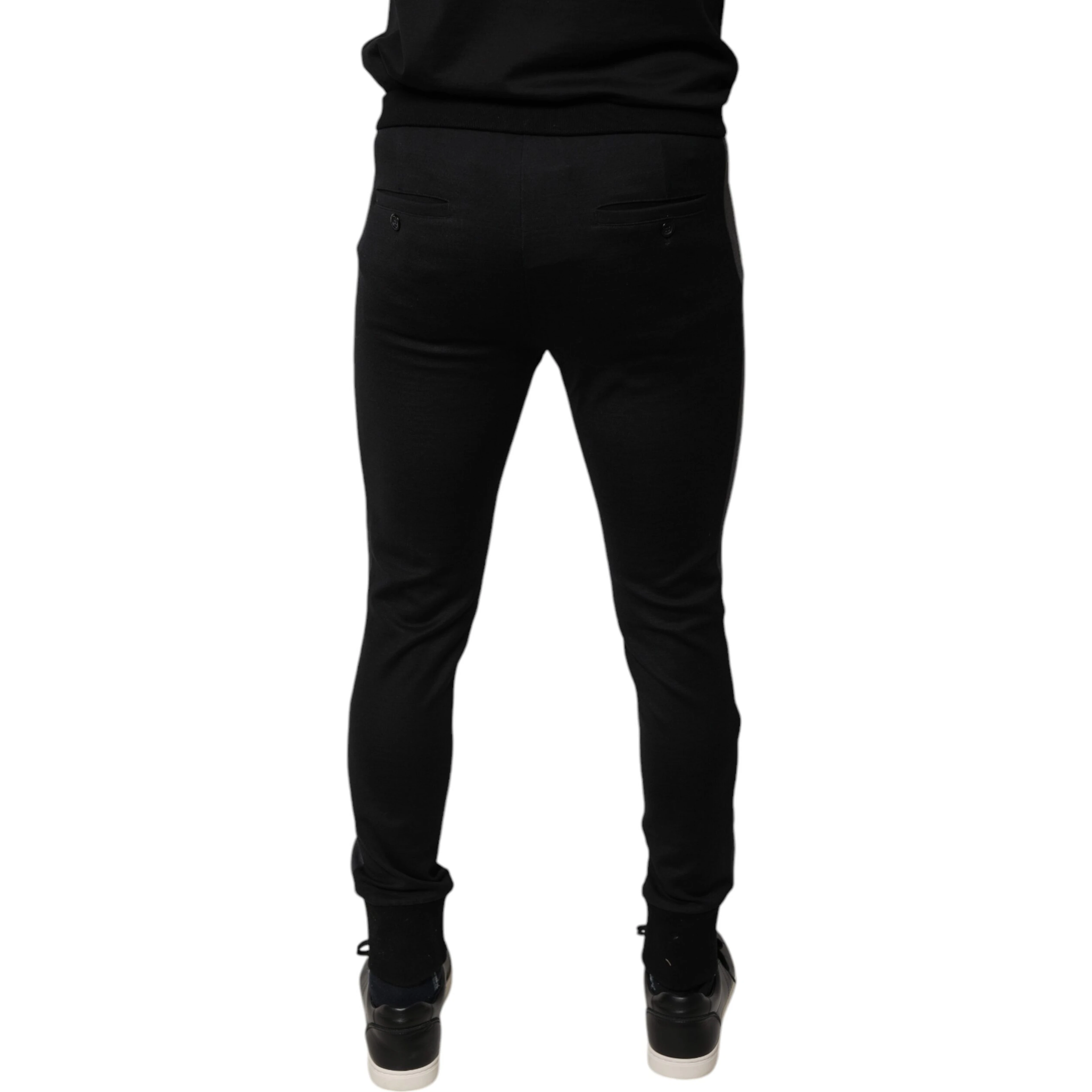 Black Horseshoe Embellished Wool Slim Fit Pants