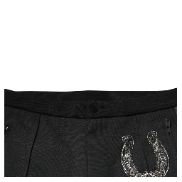 Black Horseshoe Embellished Wool Slim Fit Pants