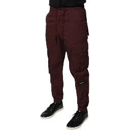 Bordeaux Cotton Cargo Jogger Sweatpants Pants