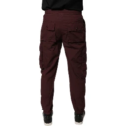 Bordeaux Cotton Cargo Jogger Sweatpants Pants