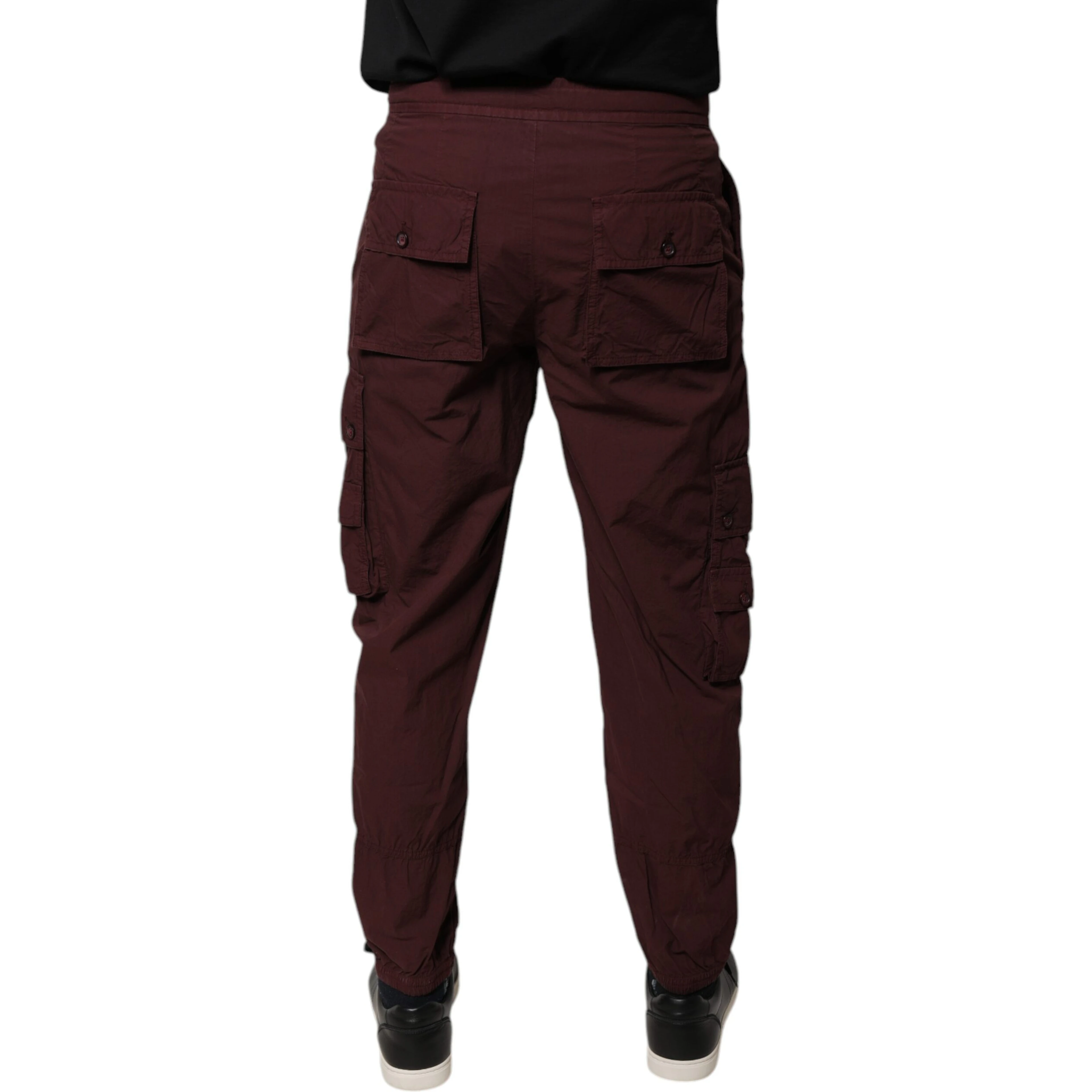 Bordeaux Cotton Cargo Jogger Sweatpants Pants