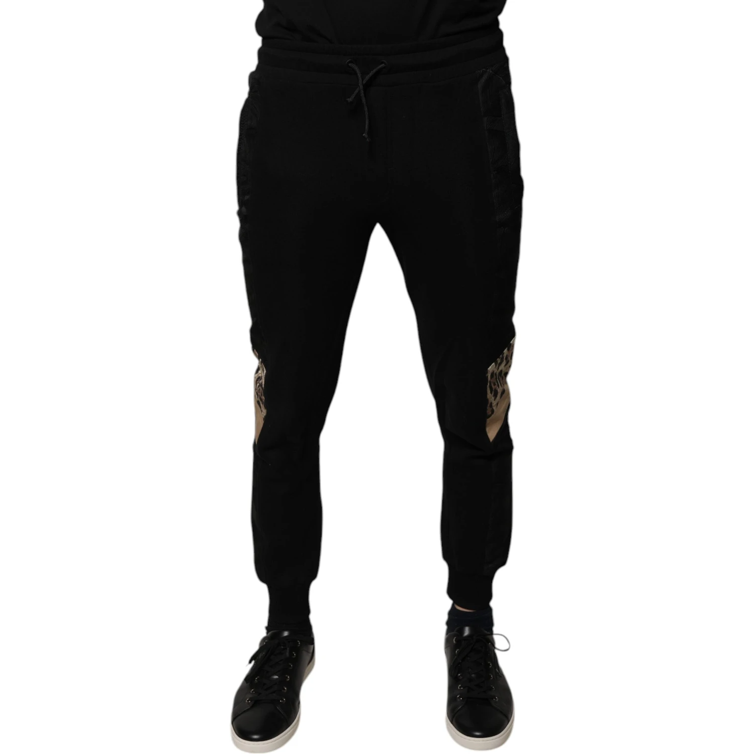 Black Leopard Slim Fit Jogger Pants