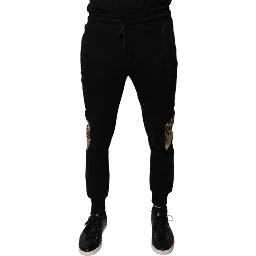 Black Leopard Slim Fit Jogger Pants