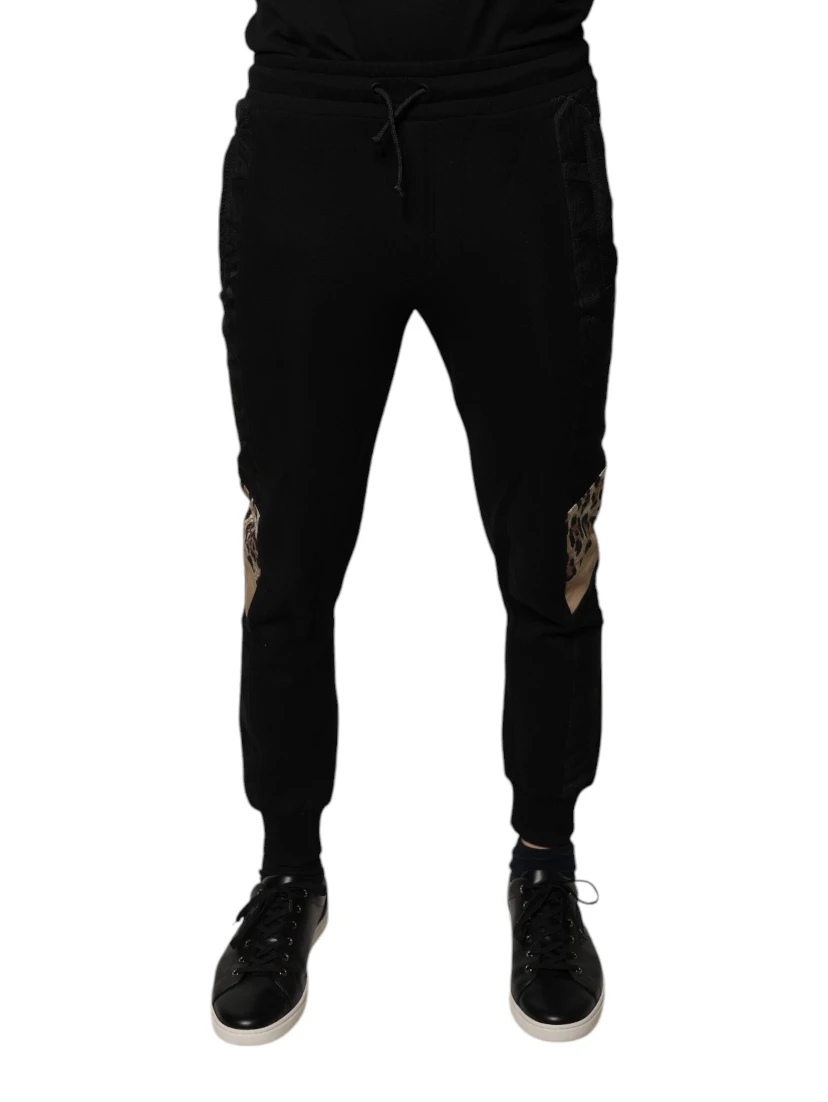 Black Leopard Slim Fit Jogger Pants