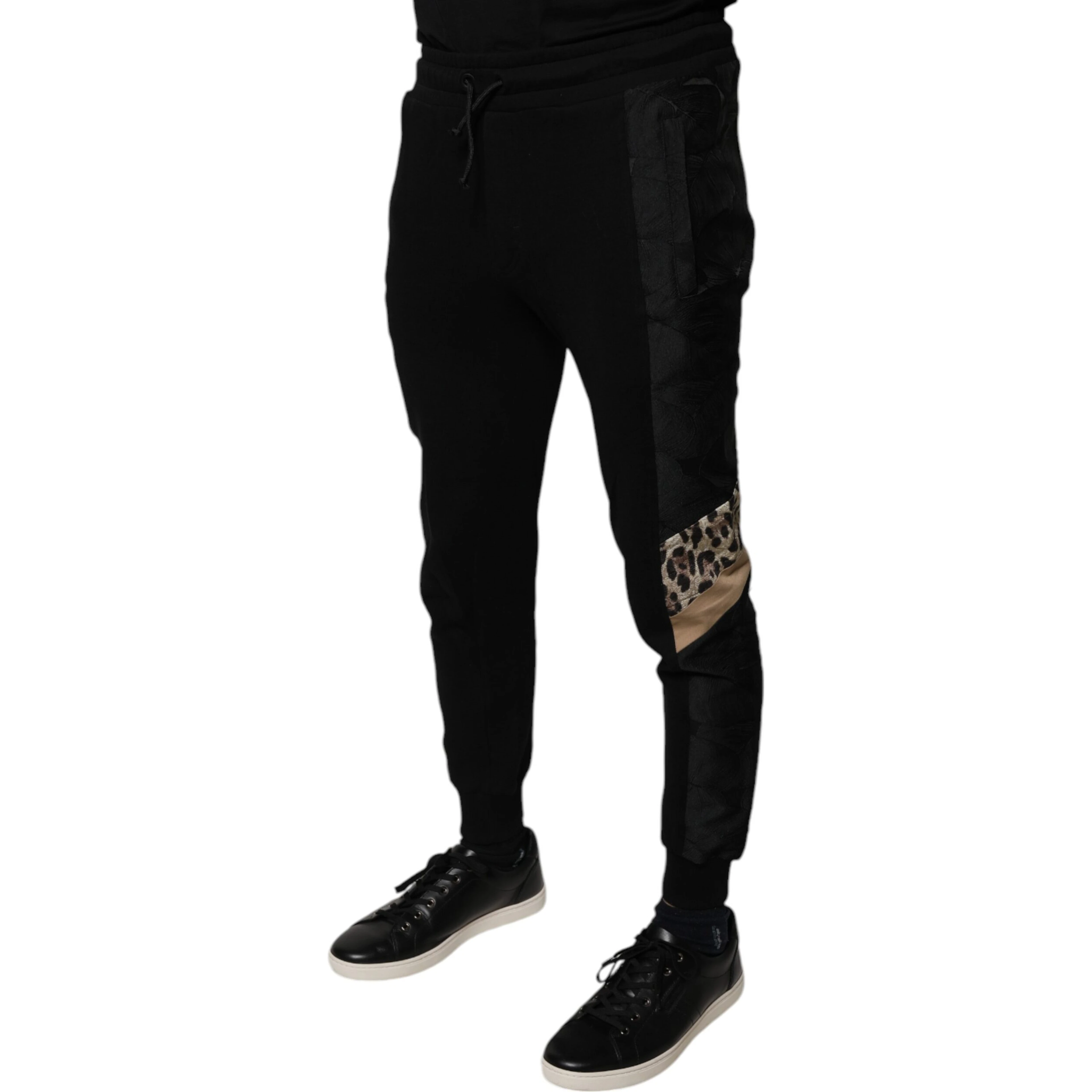 Black Leopard Slim Fit Jogger Pants