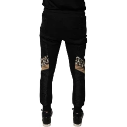 Black Leopard Slim Fit Jogger Pants