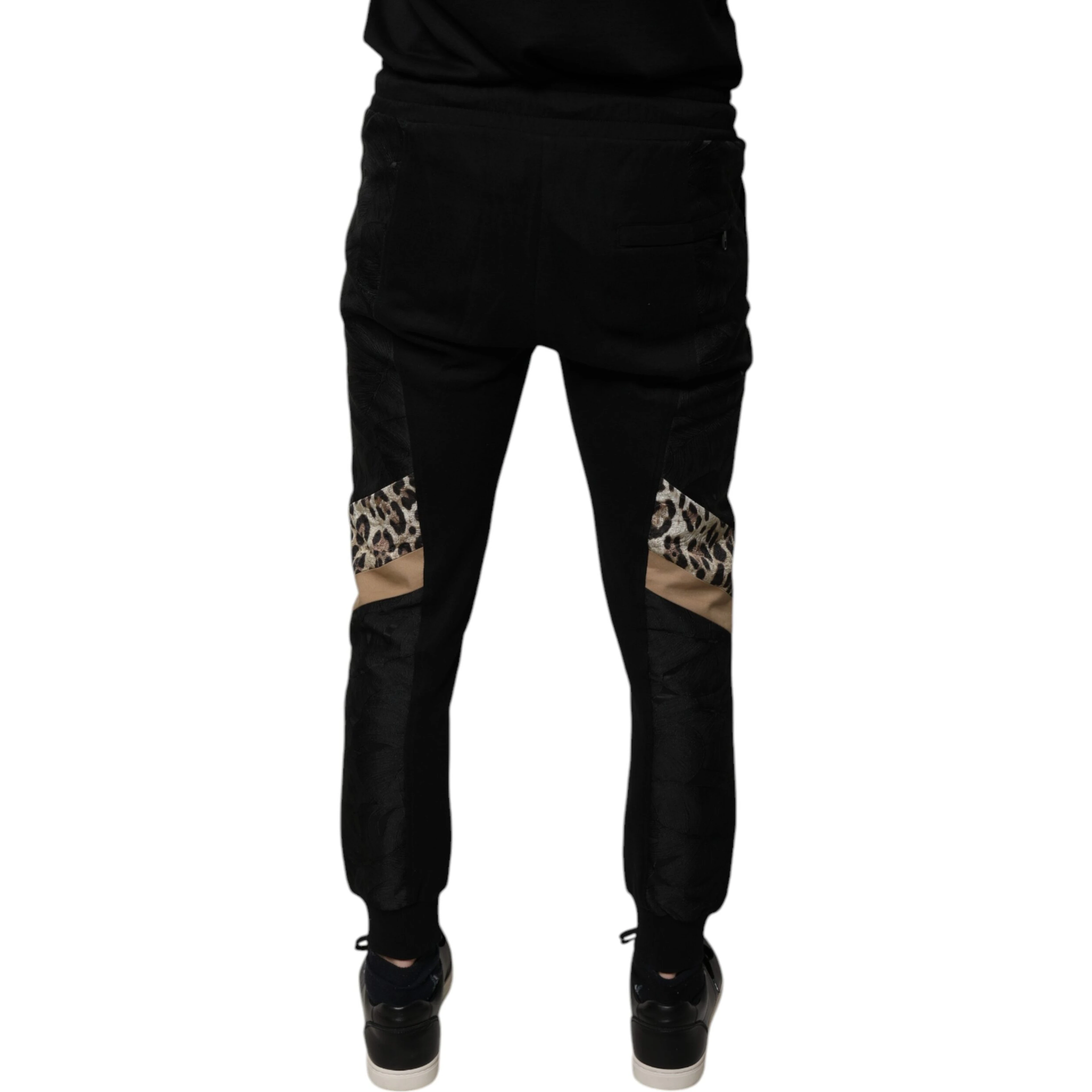 Black Leopard Slim Fit Jogger Pants