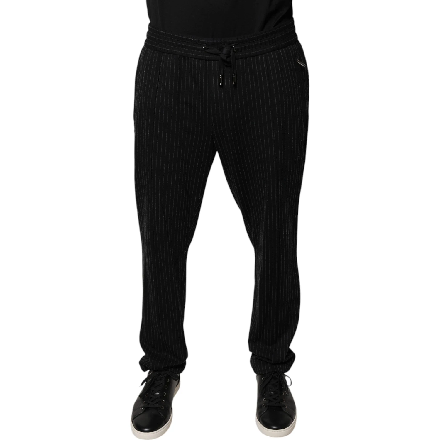 Black Stripes Viscose Skinny Dress Pants