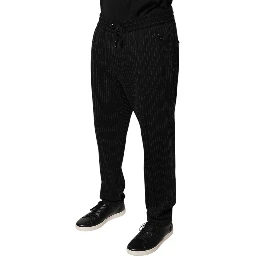 Black Stripes Viscose Skinny Dress Pants