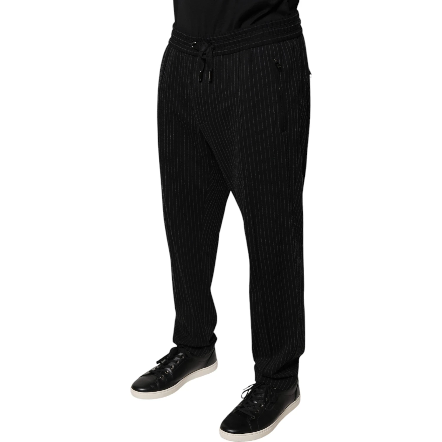 Black Stripes Viscose Skinny Dress Pants