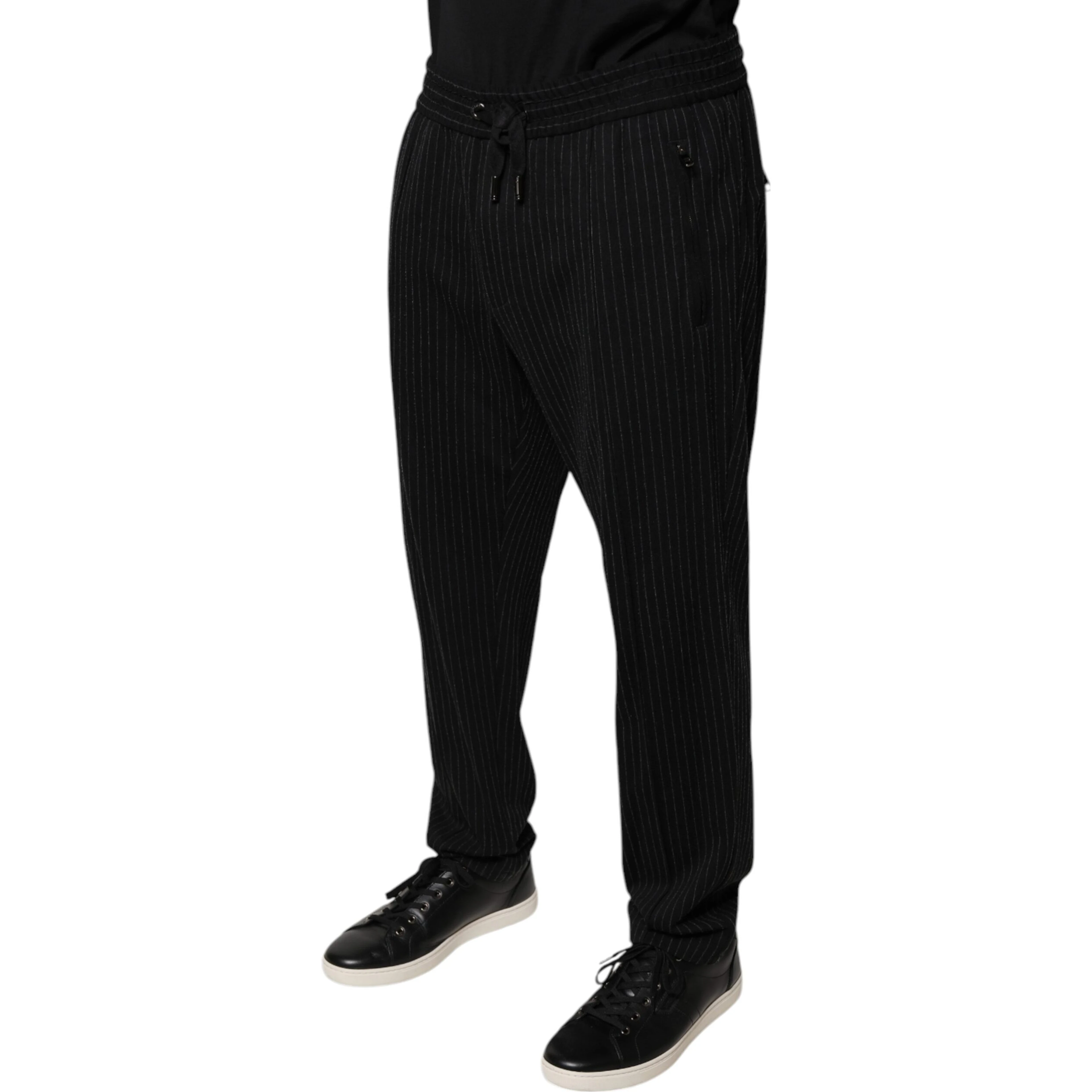 Black Stripes Viscose Skinny Dress Pants