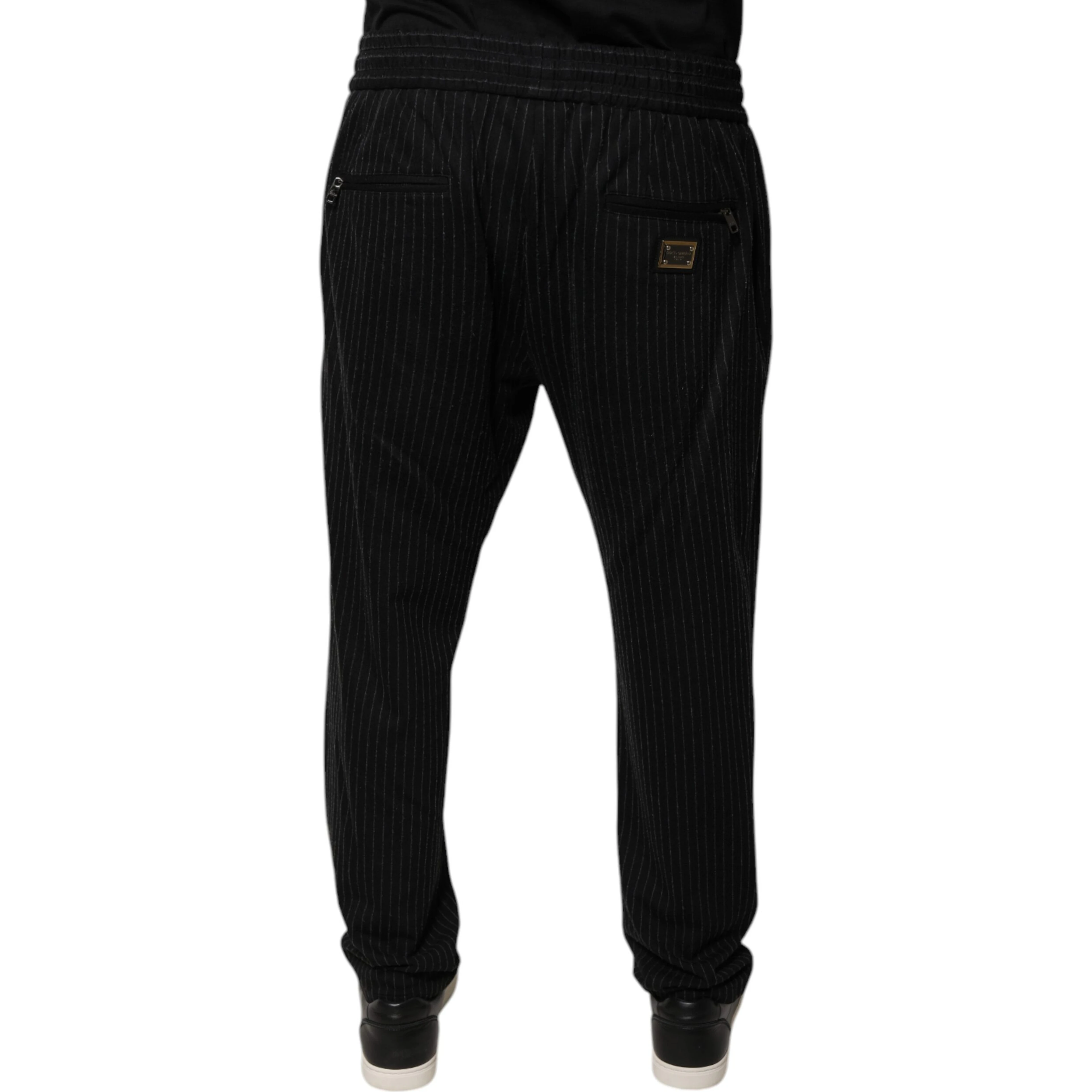 Black Stripes Viscose Skinny Dress Pants