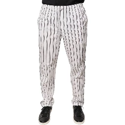 White Stripes Cotton Skinny Dress Pants