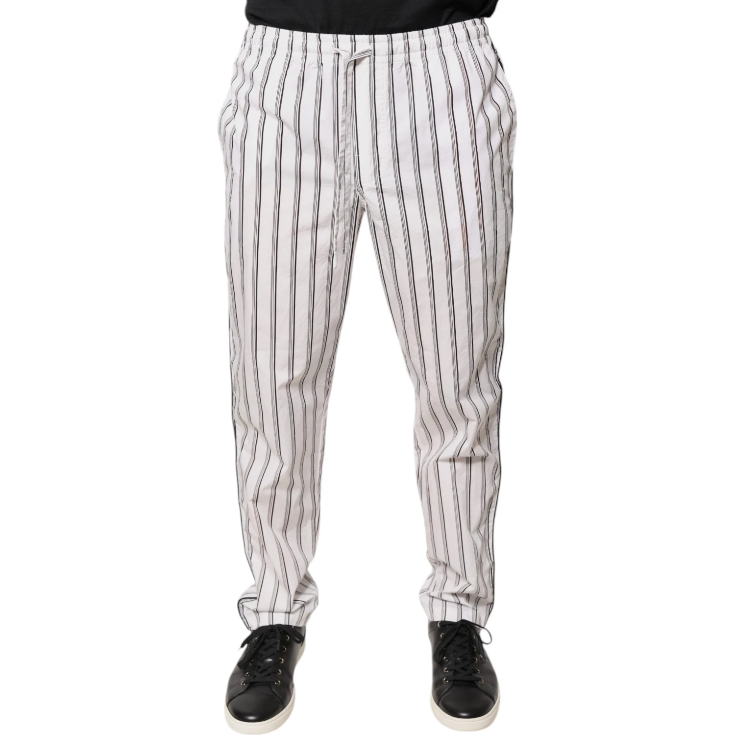White Stripes Cotton Skinny Dress Pants