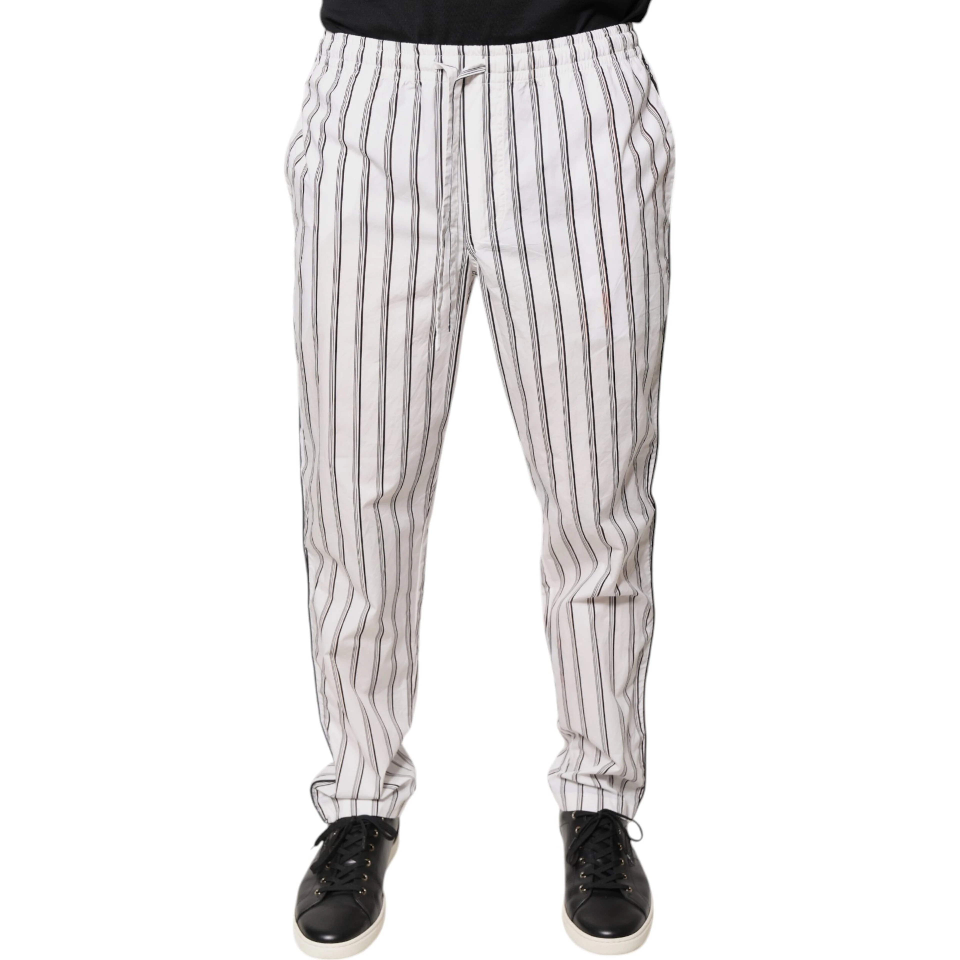 White Stripes Cotton Skinny Dress Pants