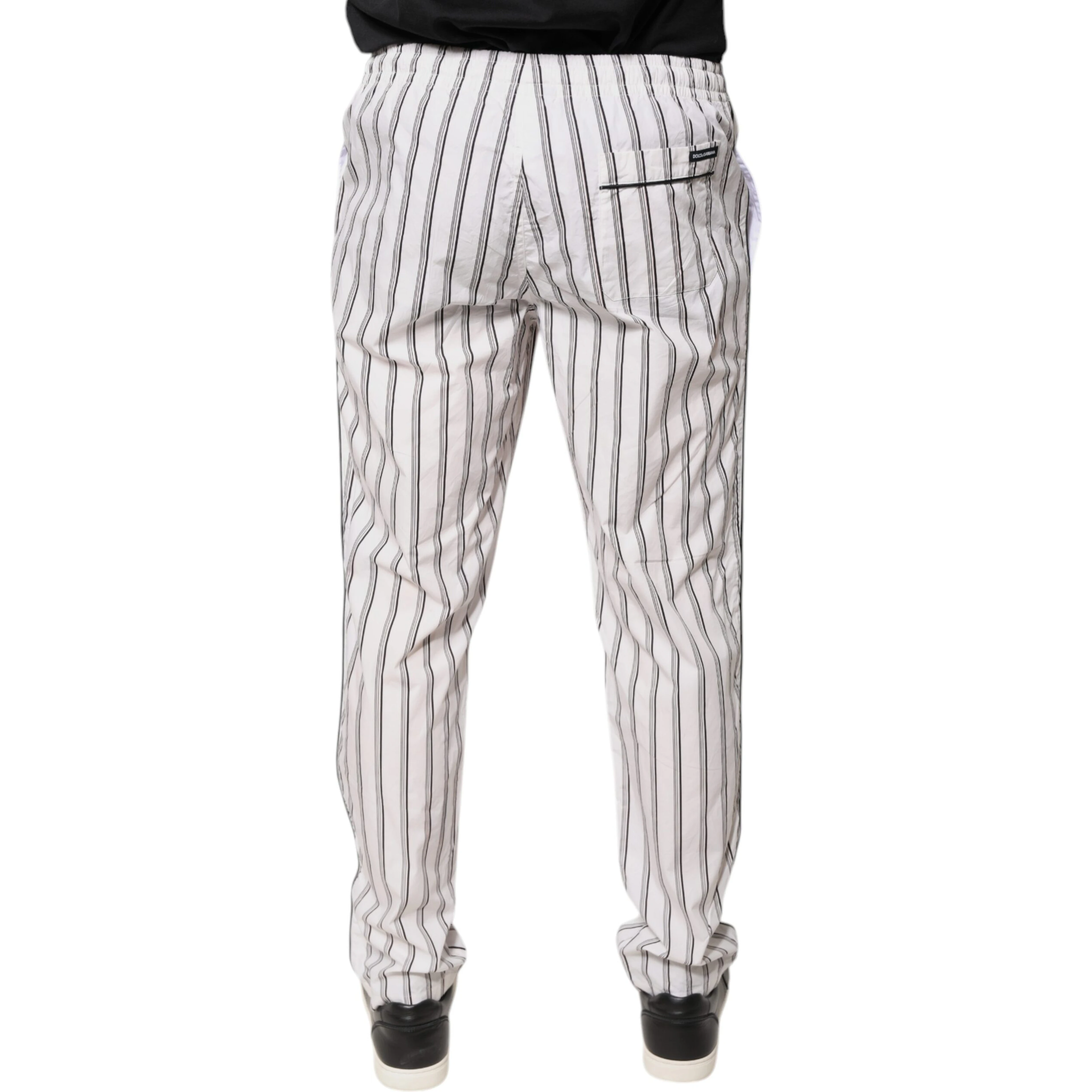 White Stripes Cotton Skinny Dress Pants
