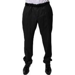 Black Wool Tapered Formal Dress Pants