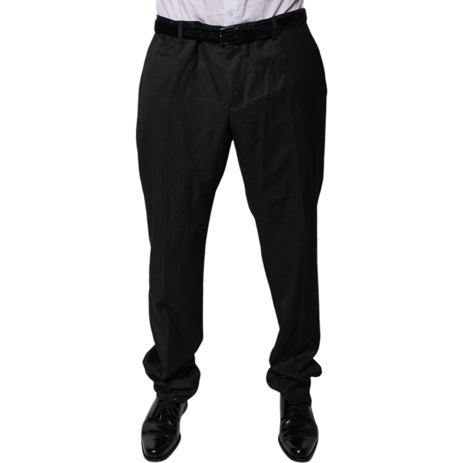 Black Wool Tapered Formal Dress Pants