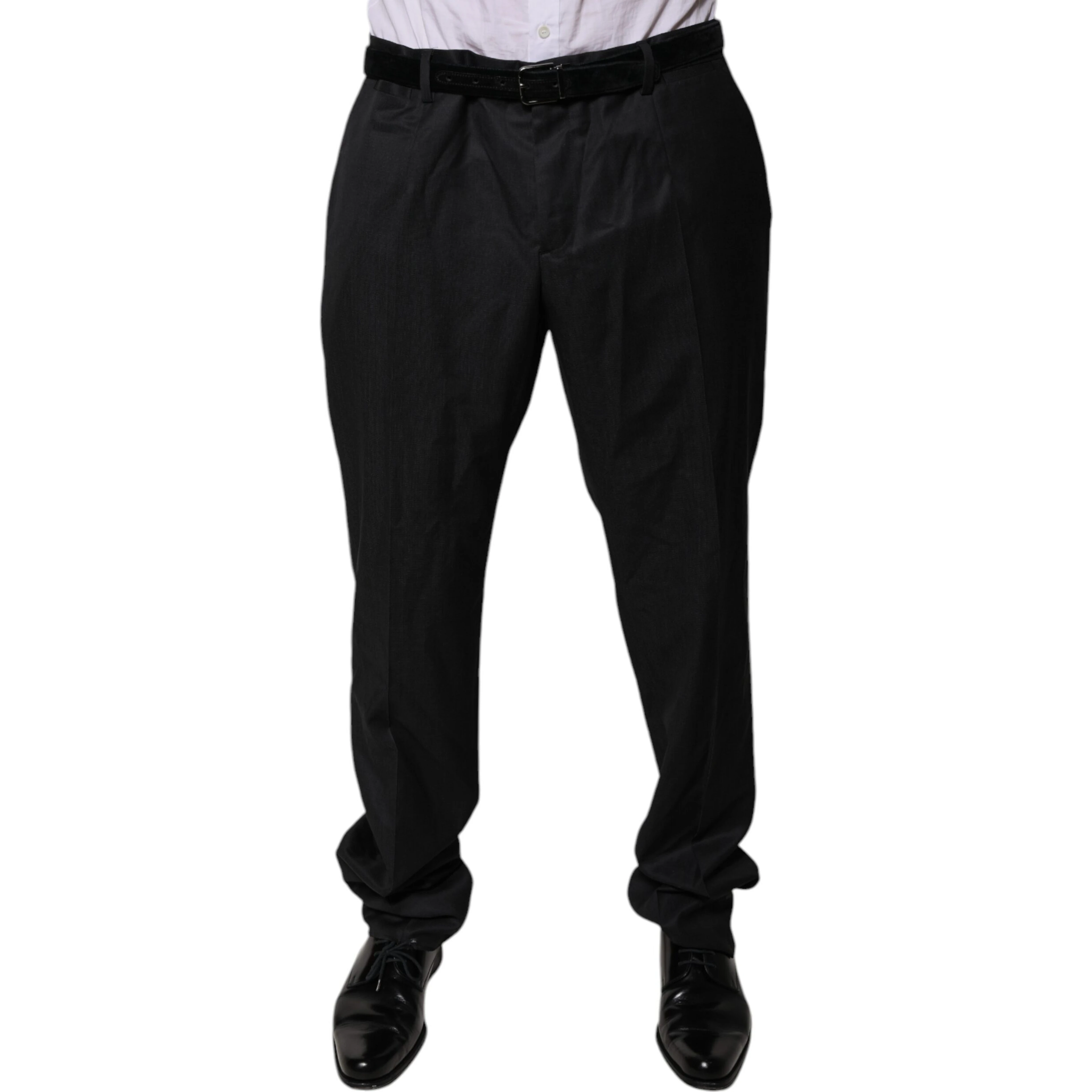 Black Wool Tapered Formal Dress Pants