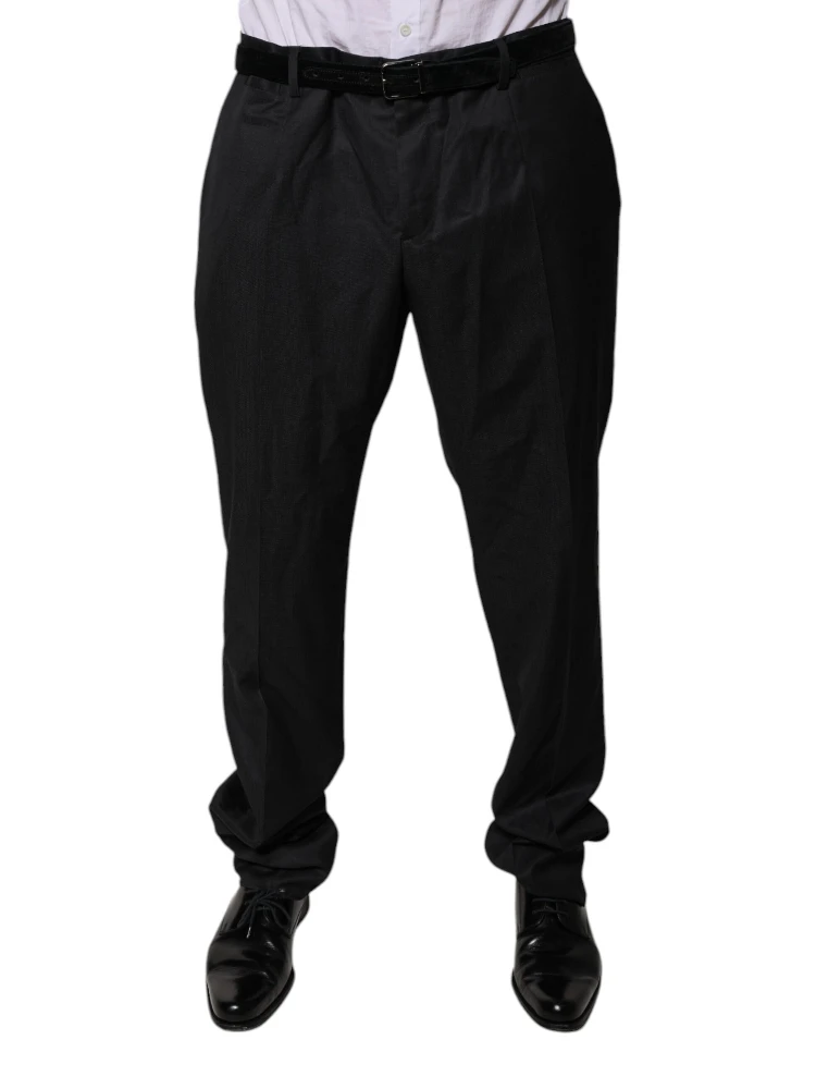 Black Wool Tapered Formal Dress Pants alternative
