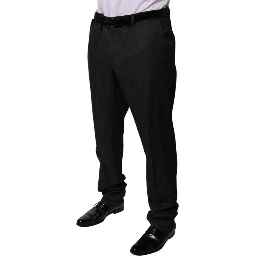 Black Wool Tapered Formal Dress Pants