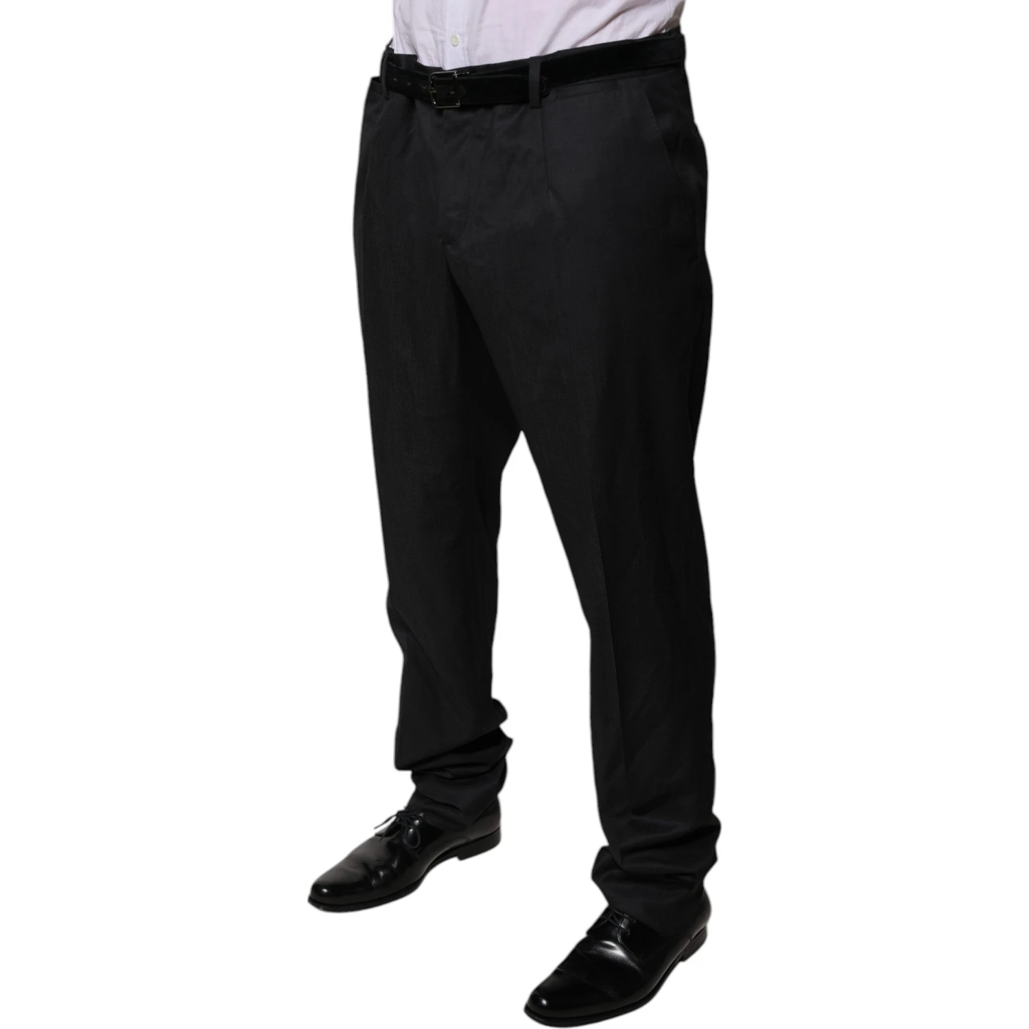 Black Wool Tapered Formal Dress Pants