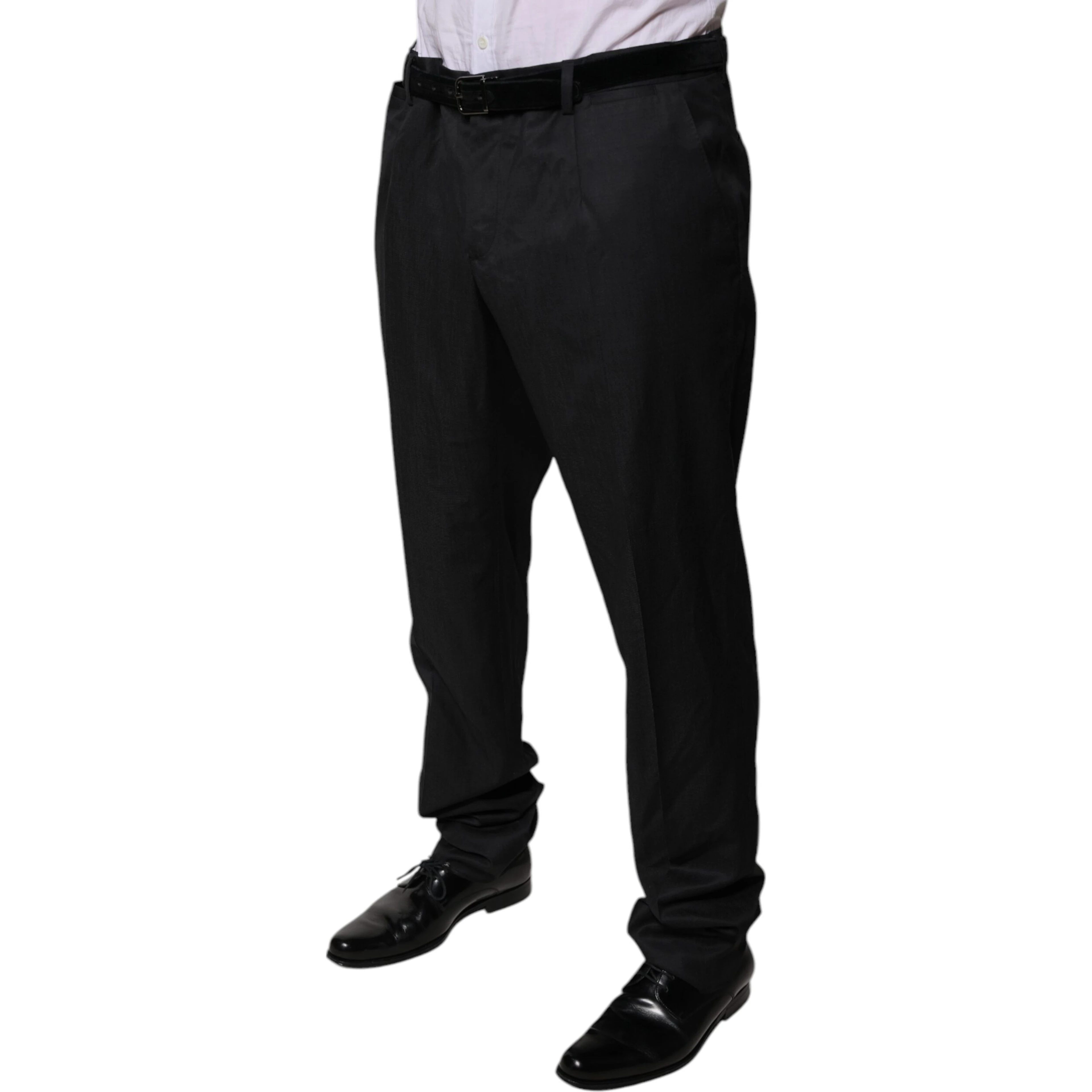 Black Wool Tapered Formal Dress Pants