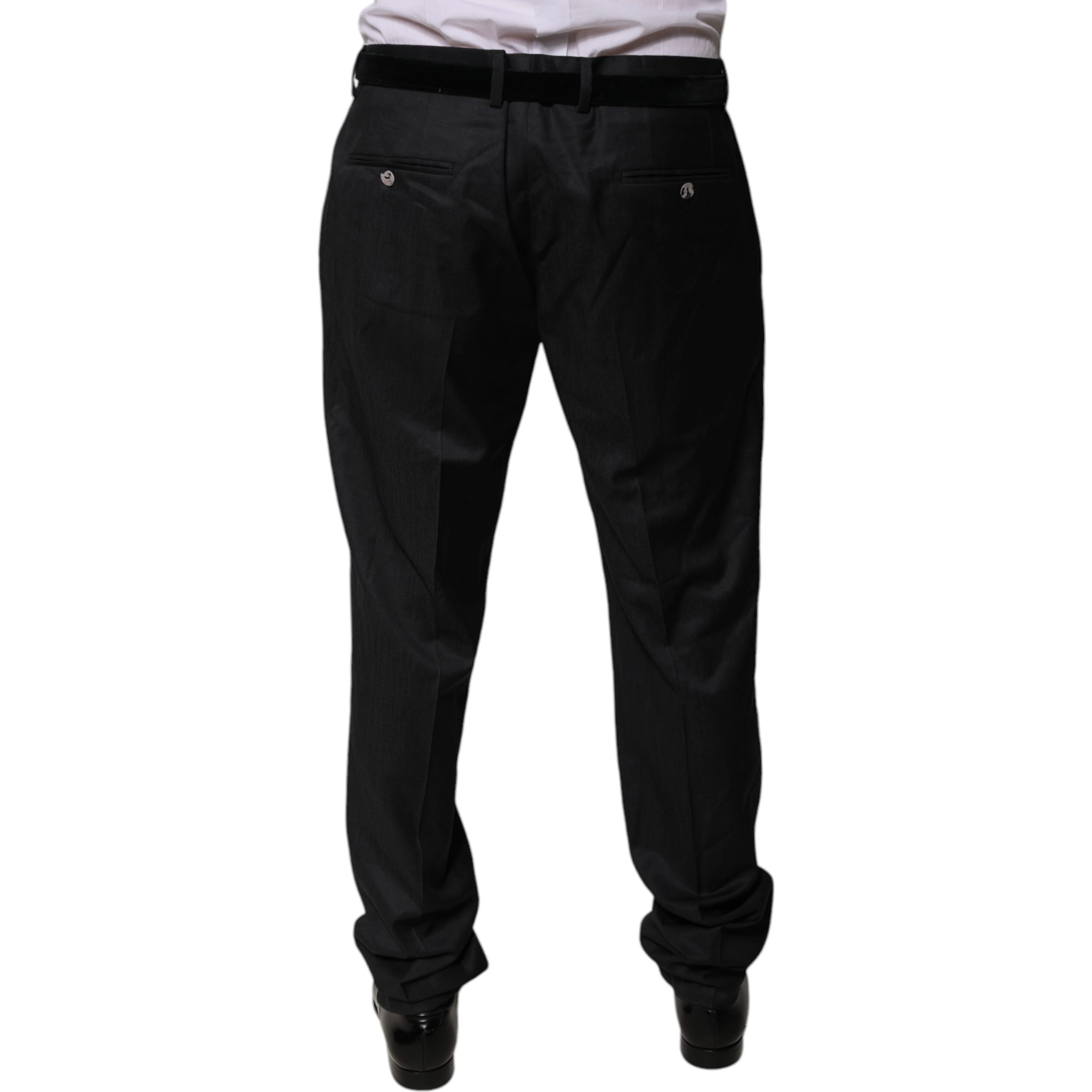 Black Wool Tapered Formal Dress Pants