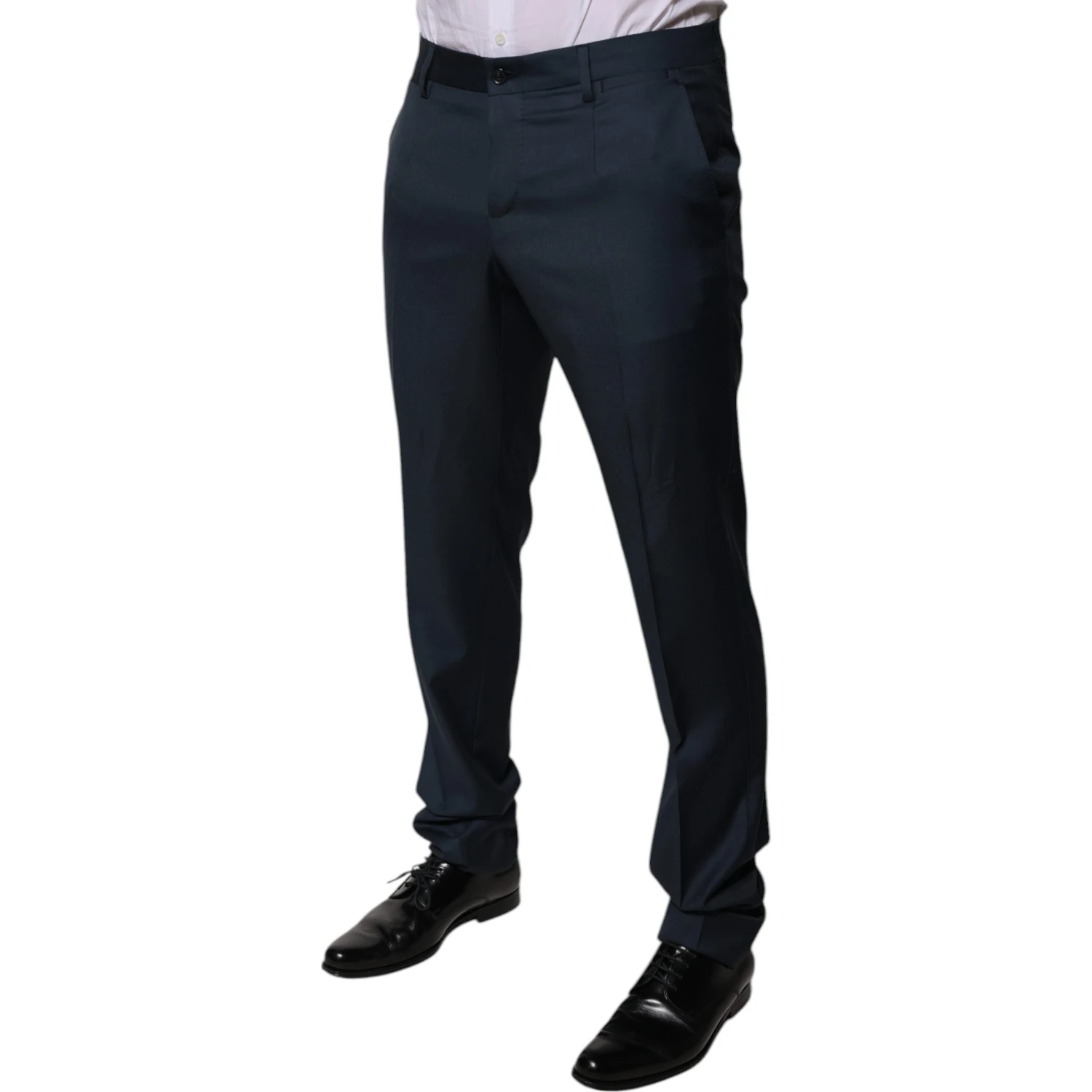 Blue Wool Tapered Formal Dress Pants