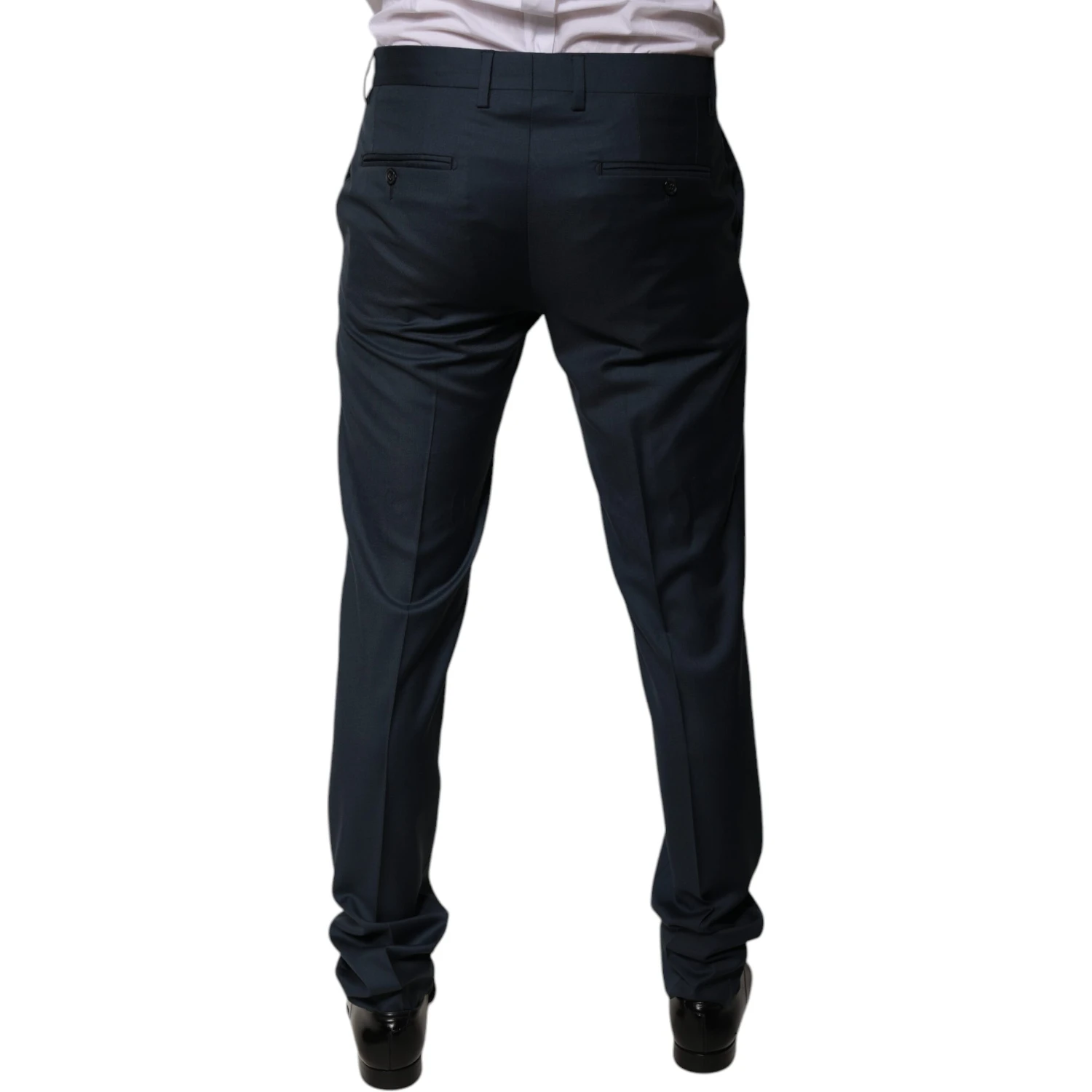 Blue Wool Tapered Formal Dress Pants