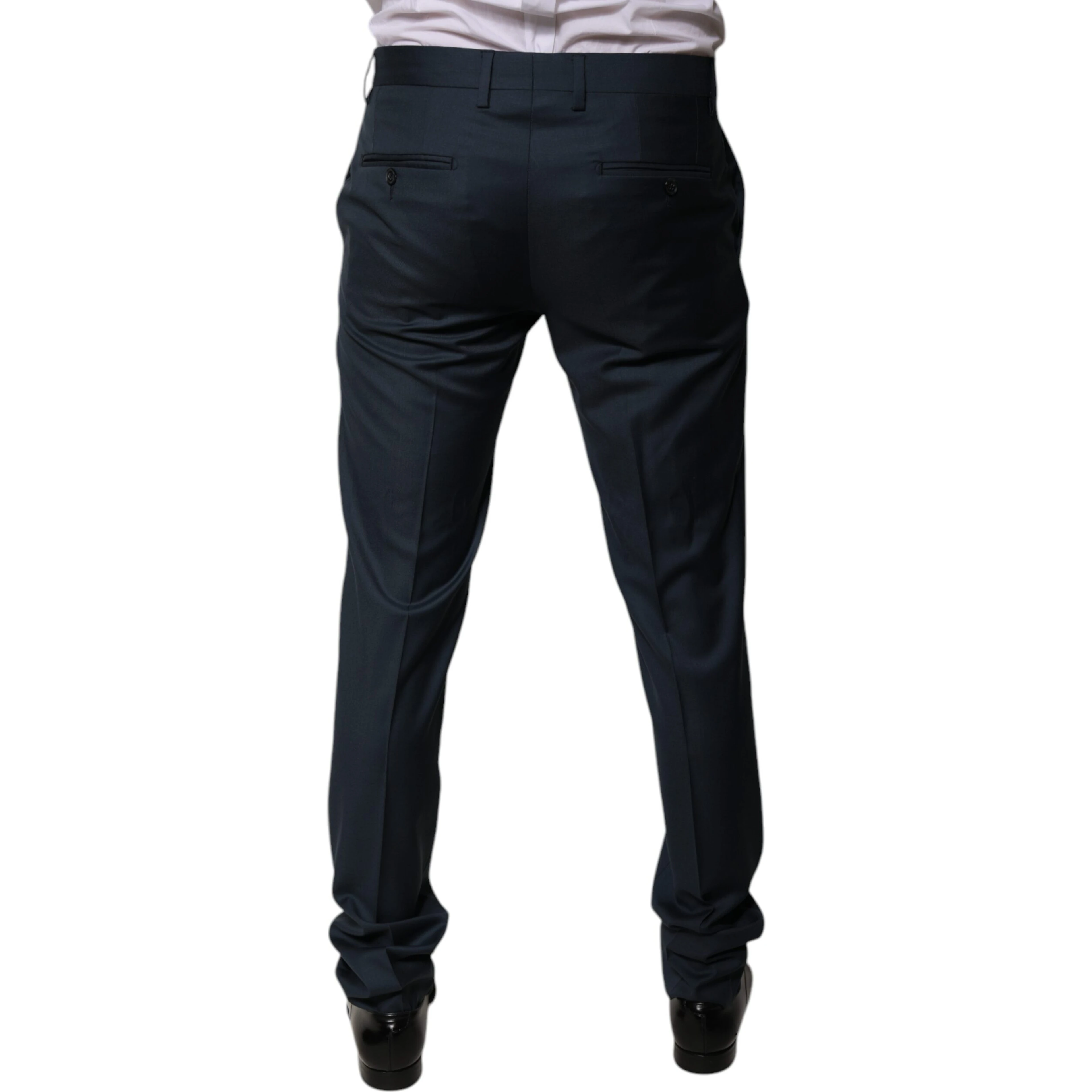 Blue Wool Tapered Formal Dress Pants